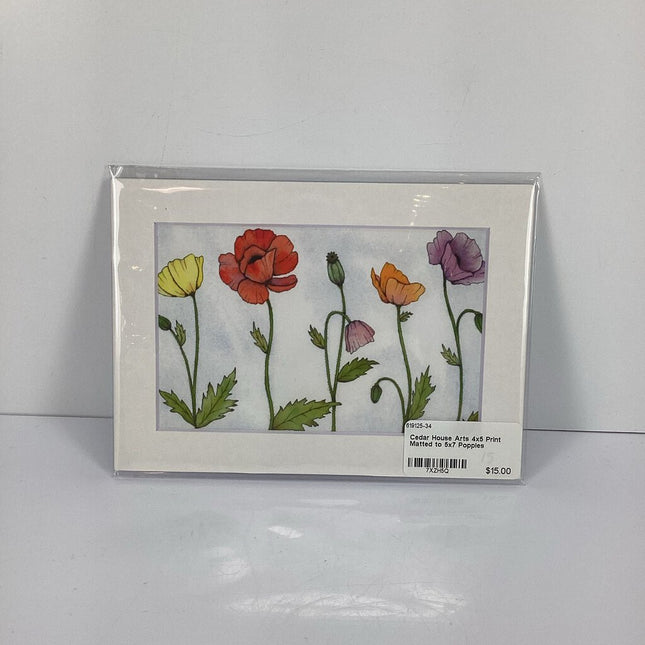4x5 Print Matted to 5x7 Poppies