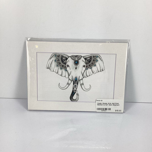 4x6 Print Matted to 5x7 Gem Elephant