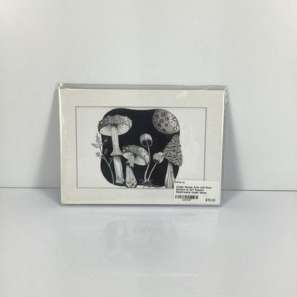 4x6 Print Matted to 5x7 Square Mushrooms Under Moon