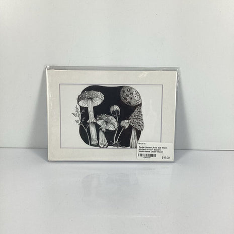 4x6 Print Matted to 5x7 Square Mushrooms Under Moon