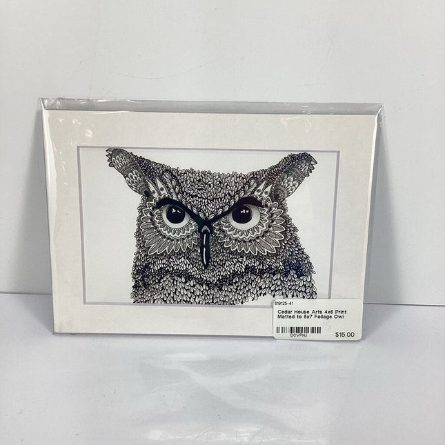 4x6 Print Matted to 5x7 Foliage Owl