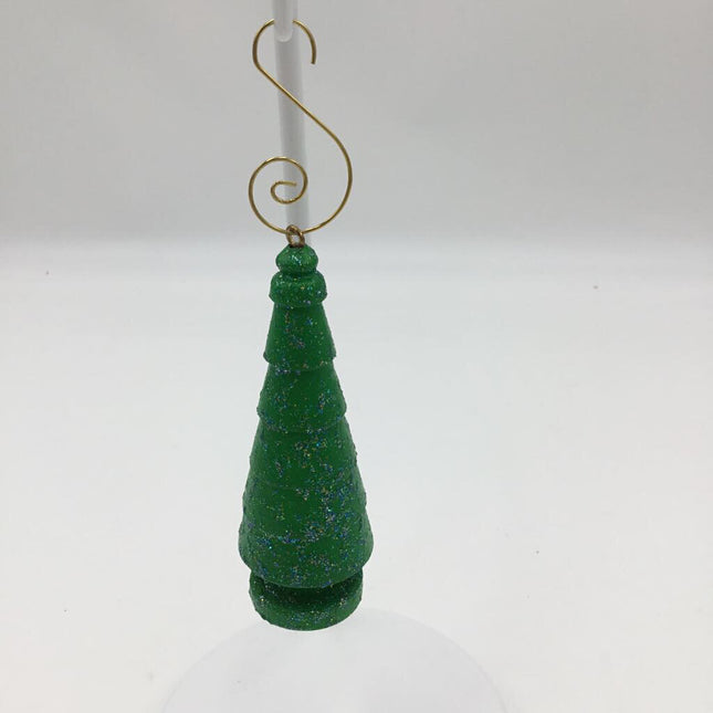 Green Glitter Wood Tree Ornament