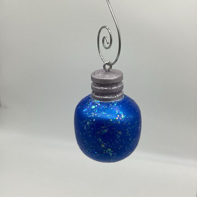 Blue Glitter Christmas Ball Ornament - Sm