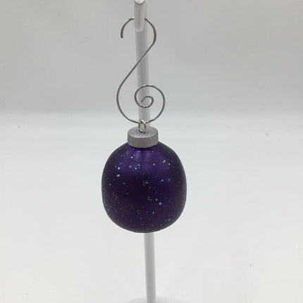 Purple Glitter Christmas Ball Wooden Ornament