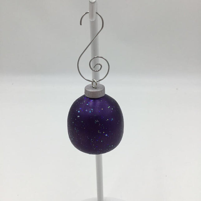 Purple Glitter Christmas Ball Wooden Ornament