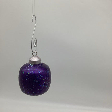 Purple Glitter Christmas Ball Wooden Ornament