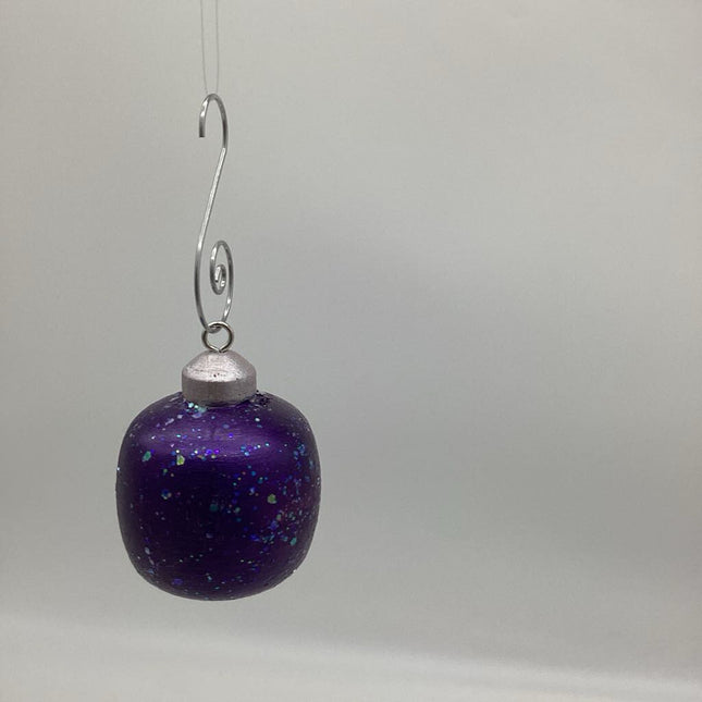 Purple Glitter Christmas Ball Wooden Ornament