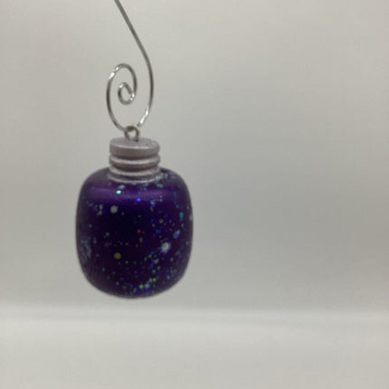 Purple Glitter Christmas Ball Wooden Ornament