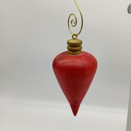 Christmas Bulb Wooden Ornament - Red