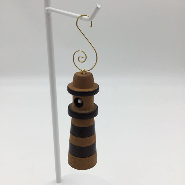 Wooden Lighthouse Ornament - Black