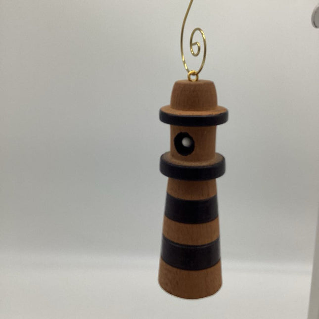 Wooden Lighthouse Ornament - Black