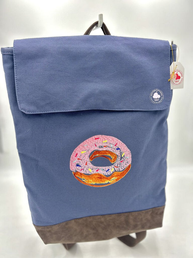 Strawberry Sprinkle Doughnut Canvas Backback