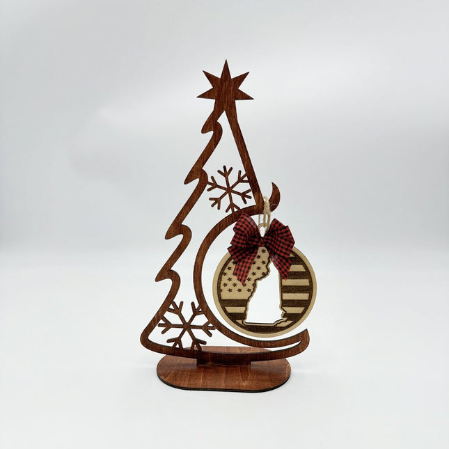 Wood Tree with New Hampshire Ornament