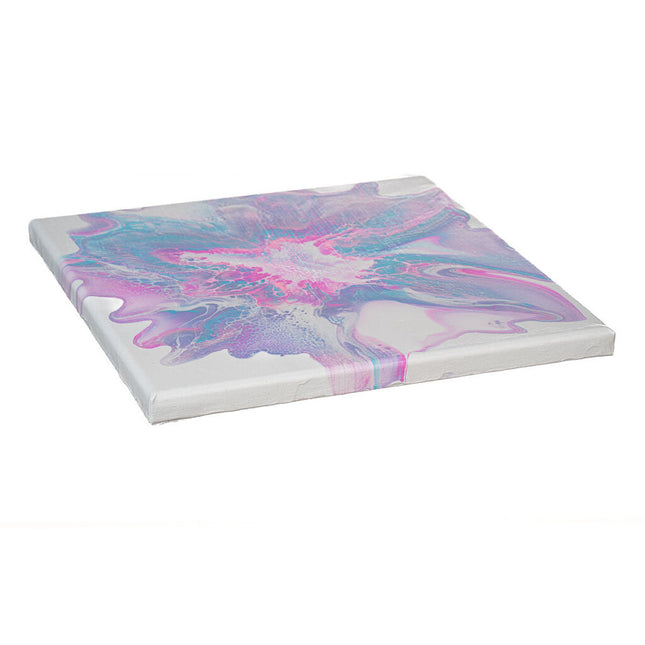 Pastel Blue, Lavender & Pink Fluid Art Canvas - 10" x 10" with Varnish Finish