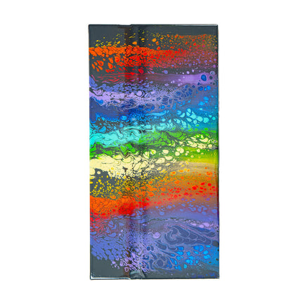 Vibrant Rainbow Fluid Art Painting - 12" x 24" with Resin Finish