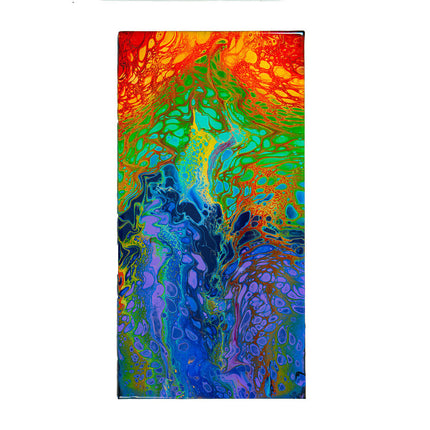 Vertical Rainbow Fluid Art Painting - 10" x 20" with Uplifting Flow