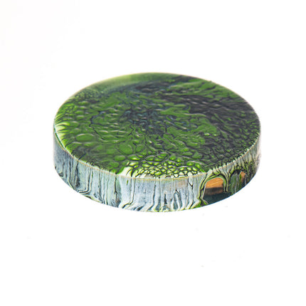 Magnetic Bamboo Bottle Opener - Earthy Green & Black Fluid Art Bloom