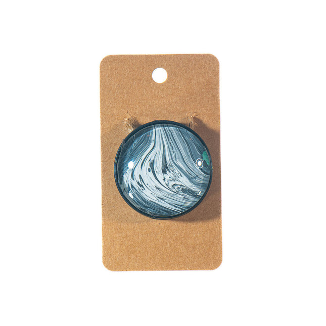 Fluid Art Pop Socket - white, silver, black - Unique Phone Grip & Stand