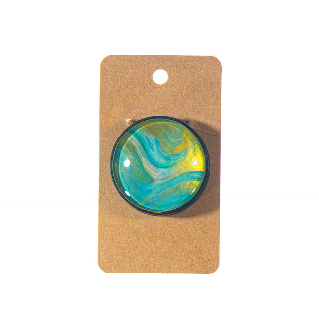 Fluid Art Pop Socket - gold, aqua green, black - Unique Phone Grip & Stand