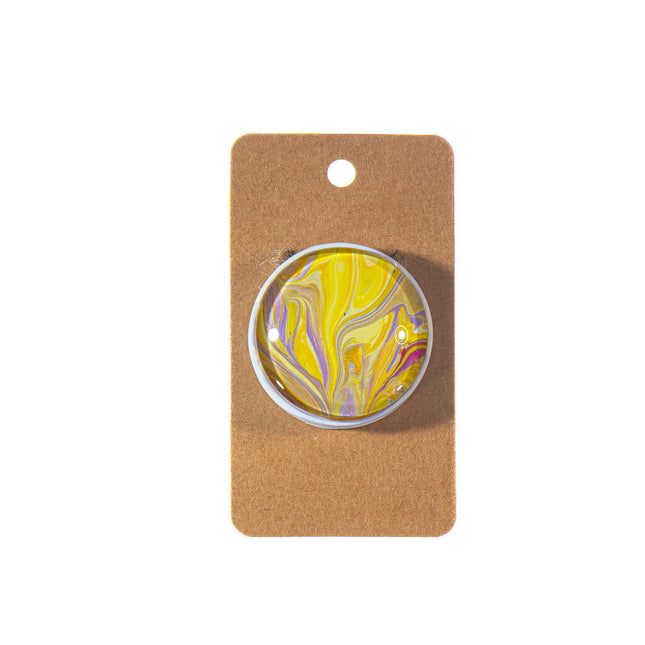 Fluid Art Pop Socket - white, gold, yellow - Unique Phone Grip & Stand