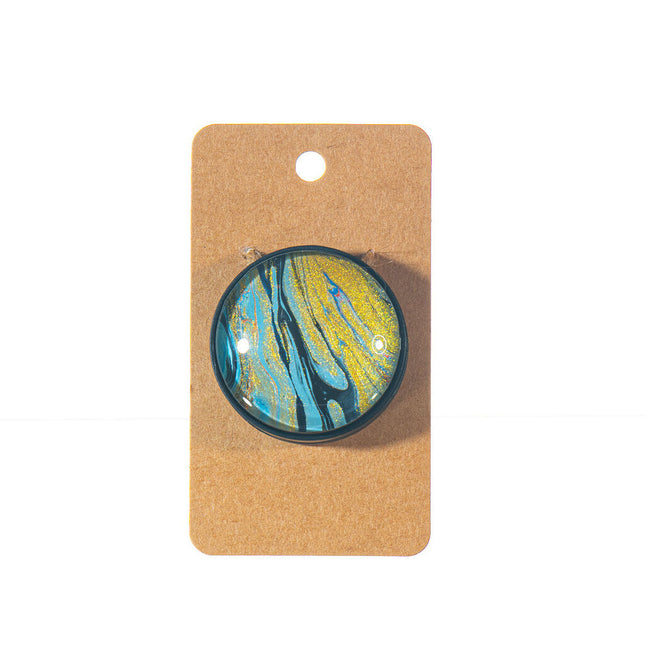 Fluid Art Pop Socket - gold, black, light blue - Unique Phone Grip & Stand