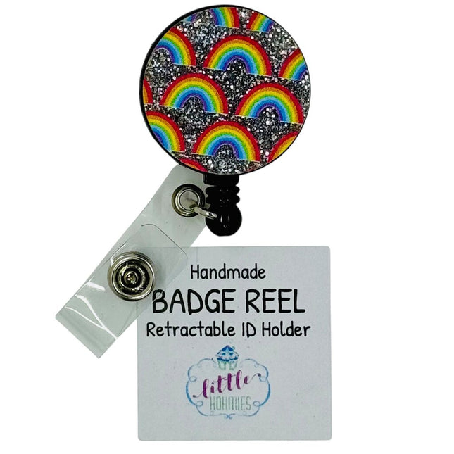 Acrylic Badge Reel - Glitter Rainbow