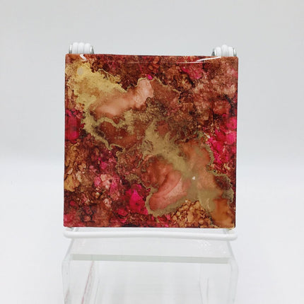 4x4 Abstract Tile - Red/Gold A