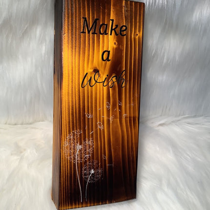 Wood Block Yellow - Make a Wish with Dandelion white metallic paint