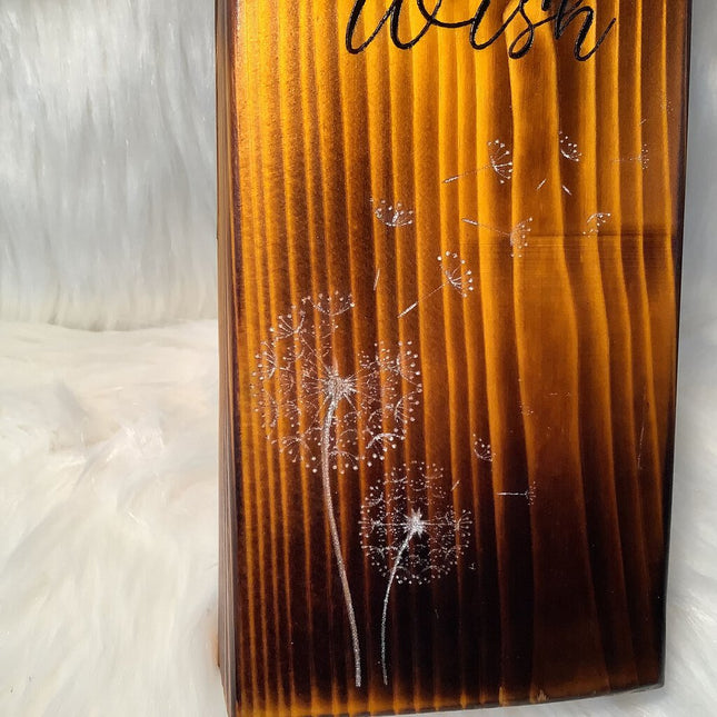 Wood Block Yellow - Make a Wish with Dandelion white metallic paint