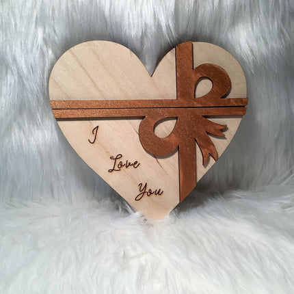 Gift Card Holder Bronze Bow - I love you