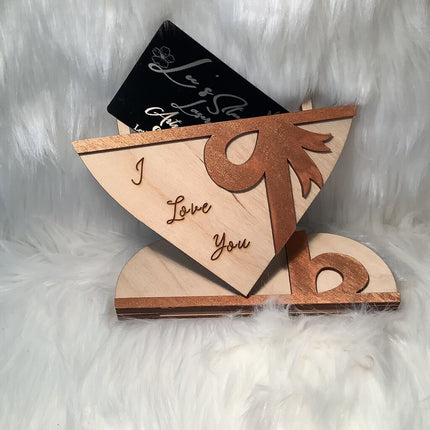 Gift Card Holder Bronze Bow - I love you