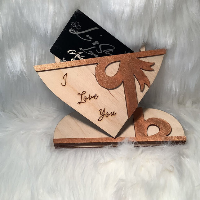 Gift Card Holder Bronze Bow - I love you