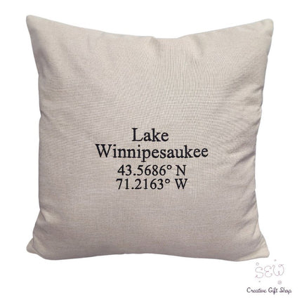 Lake Winnipesaukee Embroidered Pillow