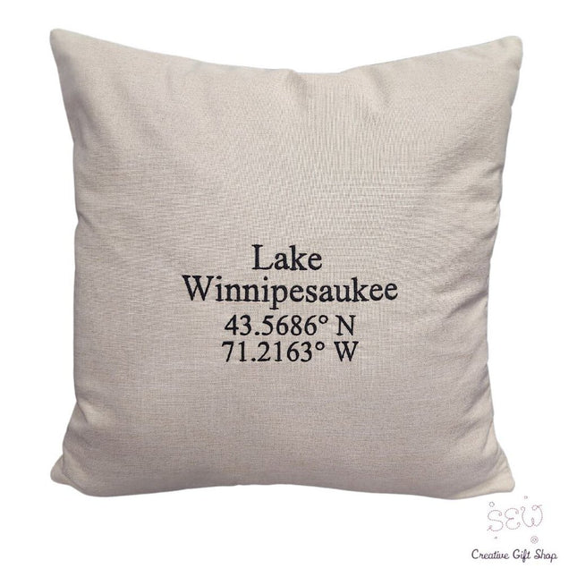 Lake Winnipesaukee Embroidered Pillow