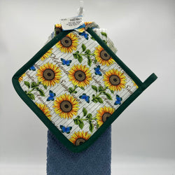 Hanging Towels 3 pc set-sunflower, blue towel - view 2