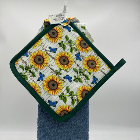 Hanging Towels 3 pc set-sunflower, blue towel