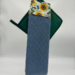 Hanging Towels 3 pc set-sunflower, blue towel - view 3