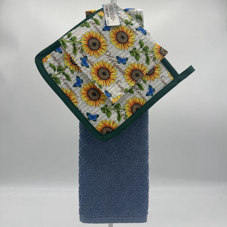 Hanging Towels 3 pc set-sunflower, blue towel