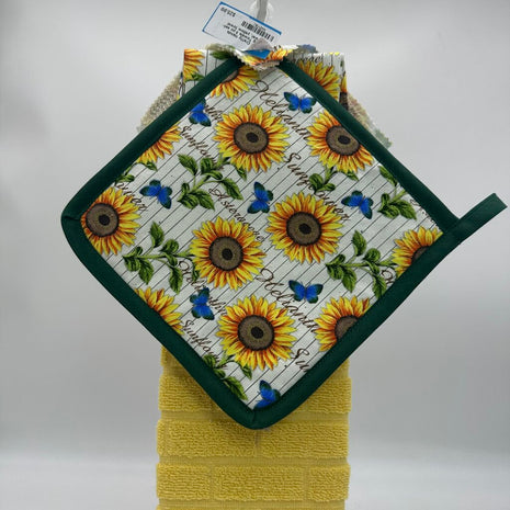 Hanging Towels 3 pc set-sunflower, yellow towel