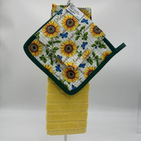 Hanging Towels 3 pc set-sunflower, yellow towel