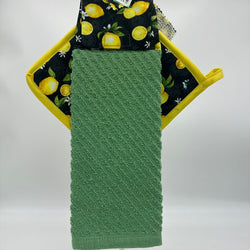 Hanging Towels 3 pc set-lemon, green towel - view 1