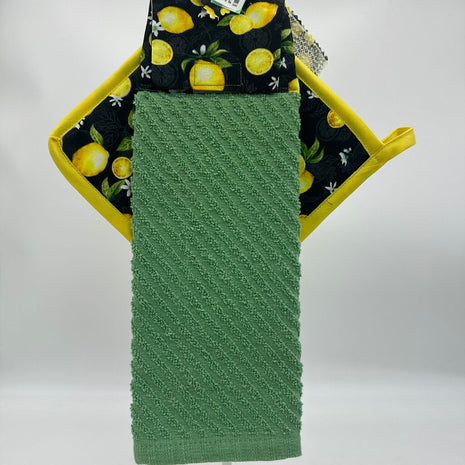 Hanging Towels 3 pc set-lemon, green towel