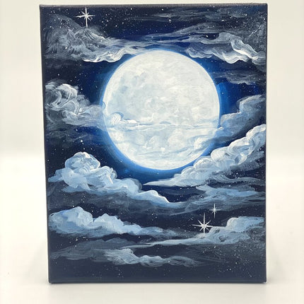 Cloudy Moonlit Night Painting