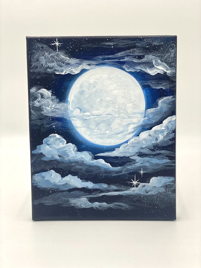 Cloudy Moonlit Night Painting