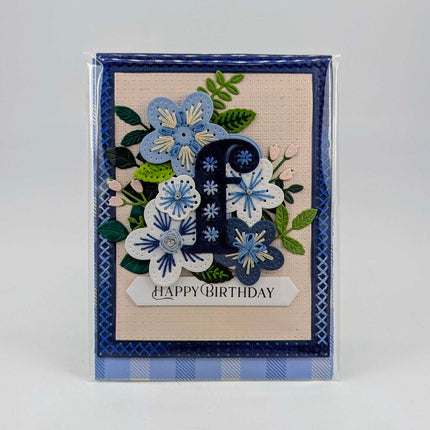 Stitched f Birthday Greeting Card
