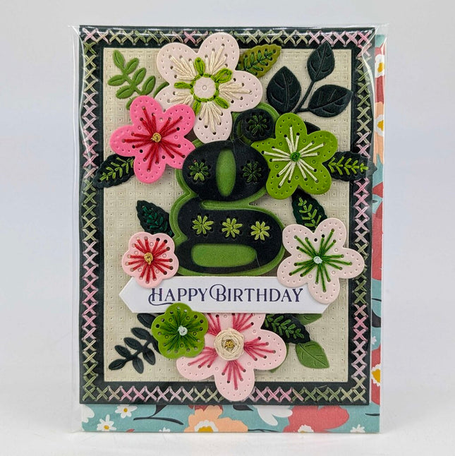 Stitched g Birthday Greeting Card