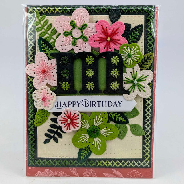 Stitched m Birthday Greeting Card