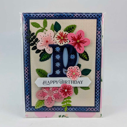 Stitched p Birthday Greeting Card