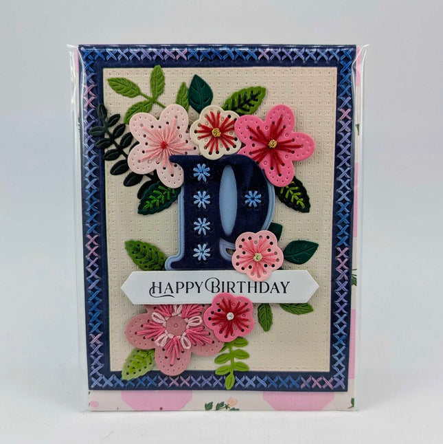 Stitched p Birthday Greeting Card