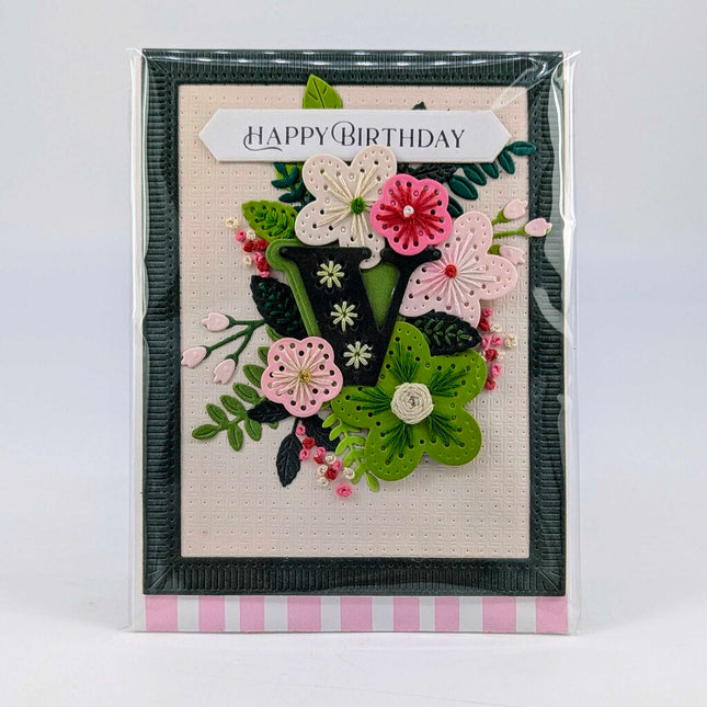 Stitched v Birthday Greeting Card